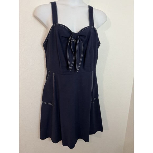 A New Day Women's Dress Navy Blue Sleeveless Front Tie Pin Up Retro 2XL - Picture 1 of 9